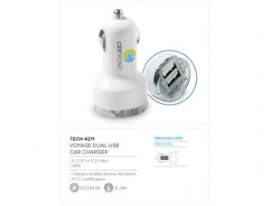 Voyage Dual USB Car Charger
Code: TECH-4211